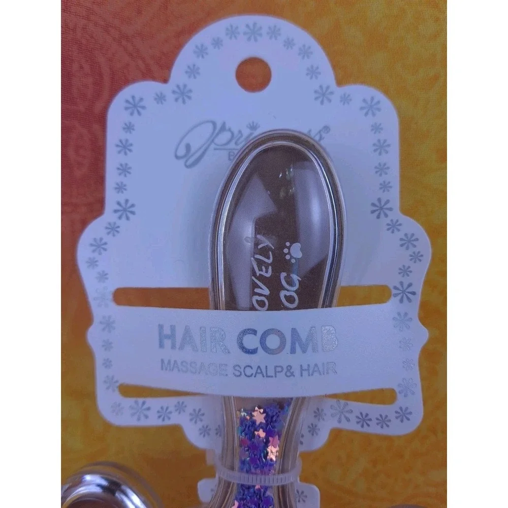 Glitter Dog Shaped Hair Brush Brown‎ Dog With Purple Glitter Massage Scalp